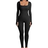 Geagodelia Damen Sexy Bodycon Jumpsuit Einteiler Elegant Langarm...