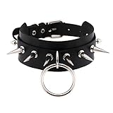 Punk O Halskette, PU Leder Schlüsselbeinkette, Choker Gothic,Punk...