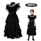 QJWDB Wednesday Addams Kostüm Mädchen, Wednesday Addams Kleid für...