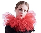 BLESSUME Renaissance Kragen Gothic Mesh Rüschen Collar (Rot)