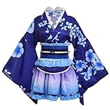 GRACEART Japanischer Kimono Robe Anime Cosplay Kostüm Kleid (L, Blau)