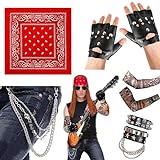 Punk Gothic Rocker Kit 70er 80er 90er Jahre Schwermetall Disco Kostüm...