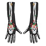 Widmann 34279 - Handschuhe Dia de los Muertos, Länge circa 40 cm,...