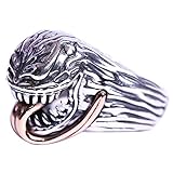 ForFox Punk 925 Sterling Silber Venom Kopf Zunge Ring für Herren...