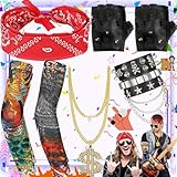 6 Stücke Punk Gotik Rocker Kit, 80er 90er Hip Hop Kostüm Set, Mit...